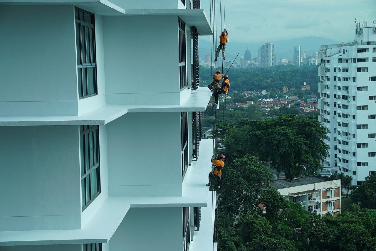 building maintenance, job in the air, safety first, painting facade, brave workers, skyscraper homes, building maintenance, building maintenance, building maintenance, building maintenance, building maintenance, safety first, safety first